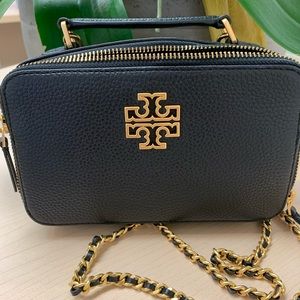 Adorable Black Tory Burch Britten Small Top Handle Purse